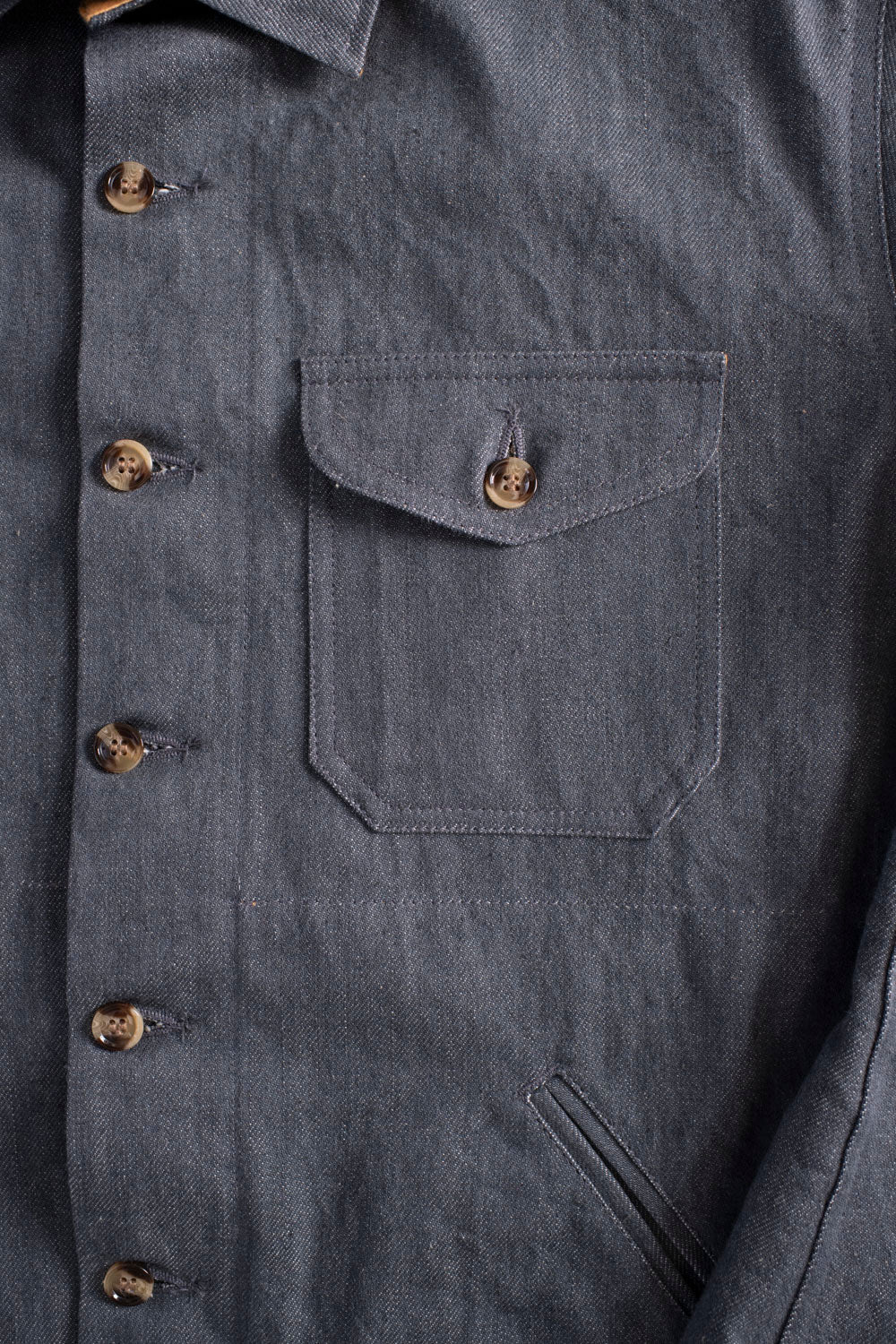 James Dant x Dehen - Selvedge Denim Crissman Overshirt - Pewter - Image 3