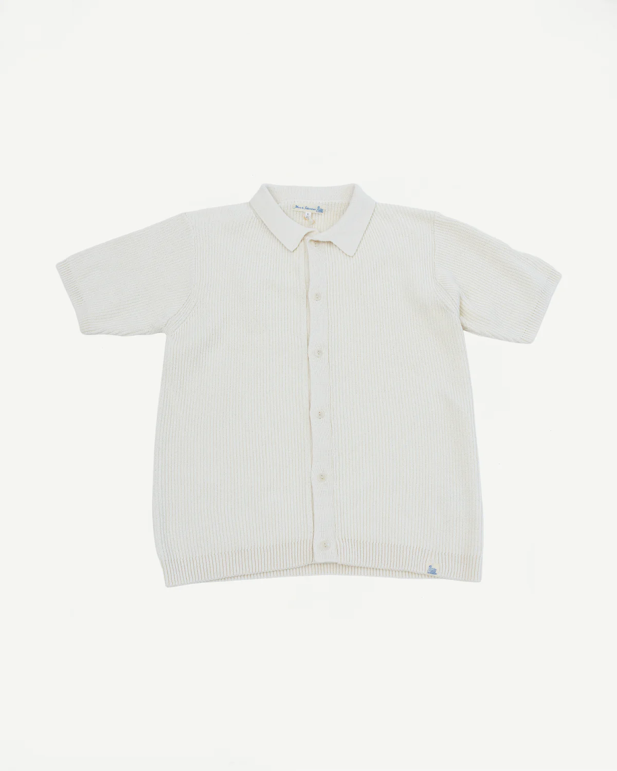 KNITSHIRT03.02 - Ribbed Cotton Knit Short Sleeve Shirt - Nature