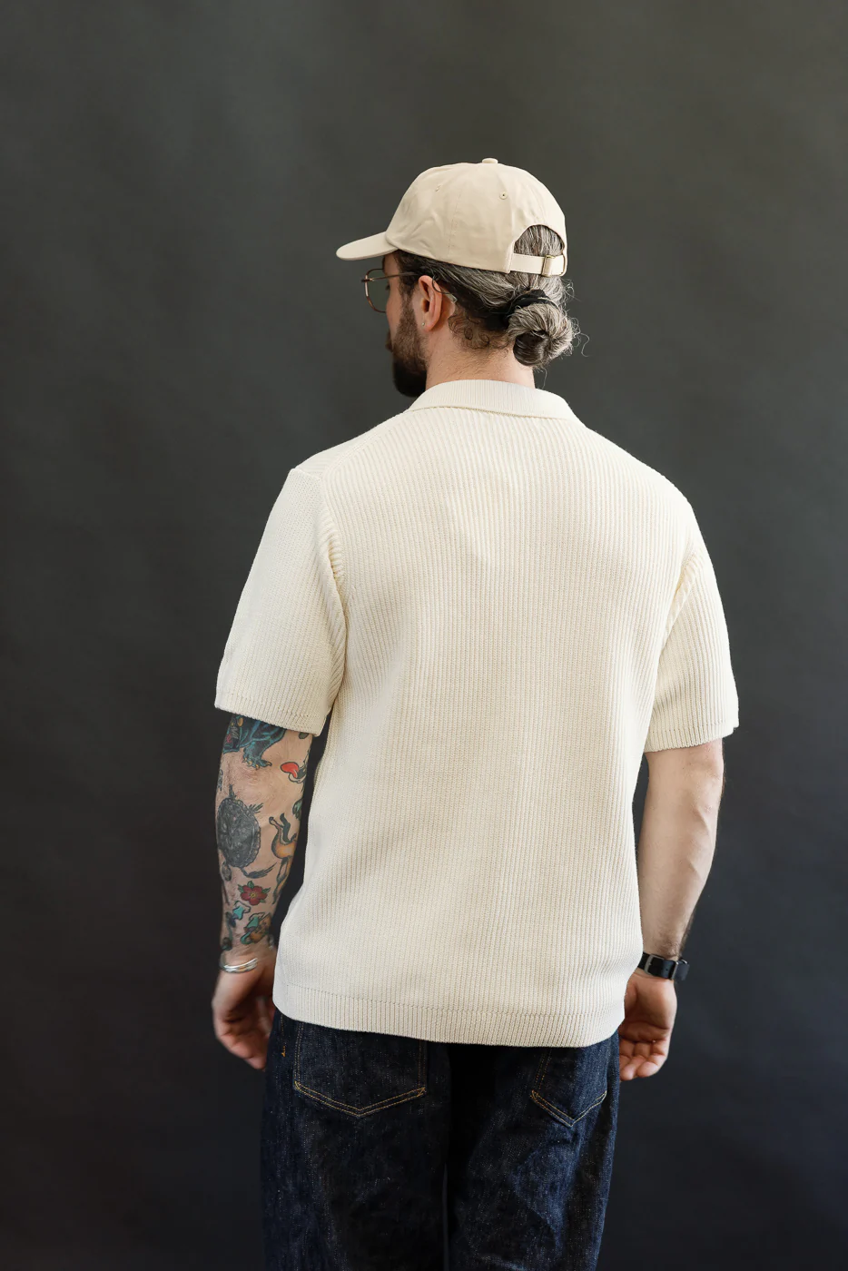 KNITSHIRT03.02 - Ribbed Cotton Knit Short Sleeve Shirt - Nature - Image 14