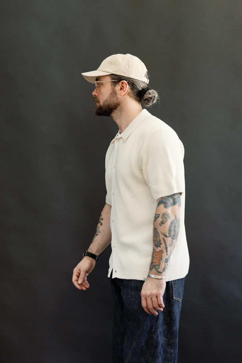 KNITSHIRT03.02 - Ribbed Cotton Knit Short Sleeve Shirt - Nature - Image 15