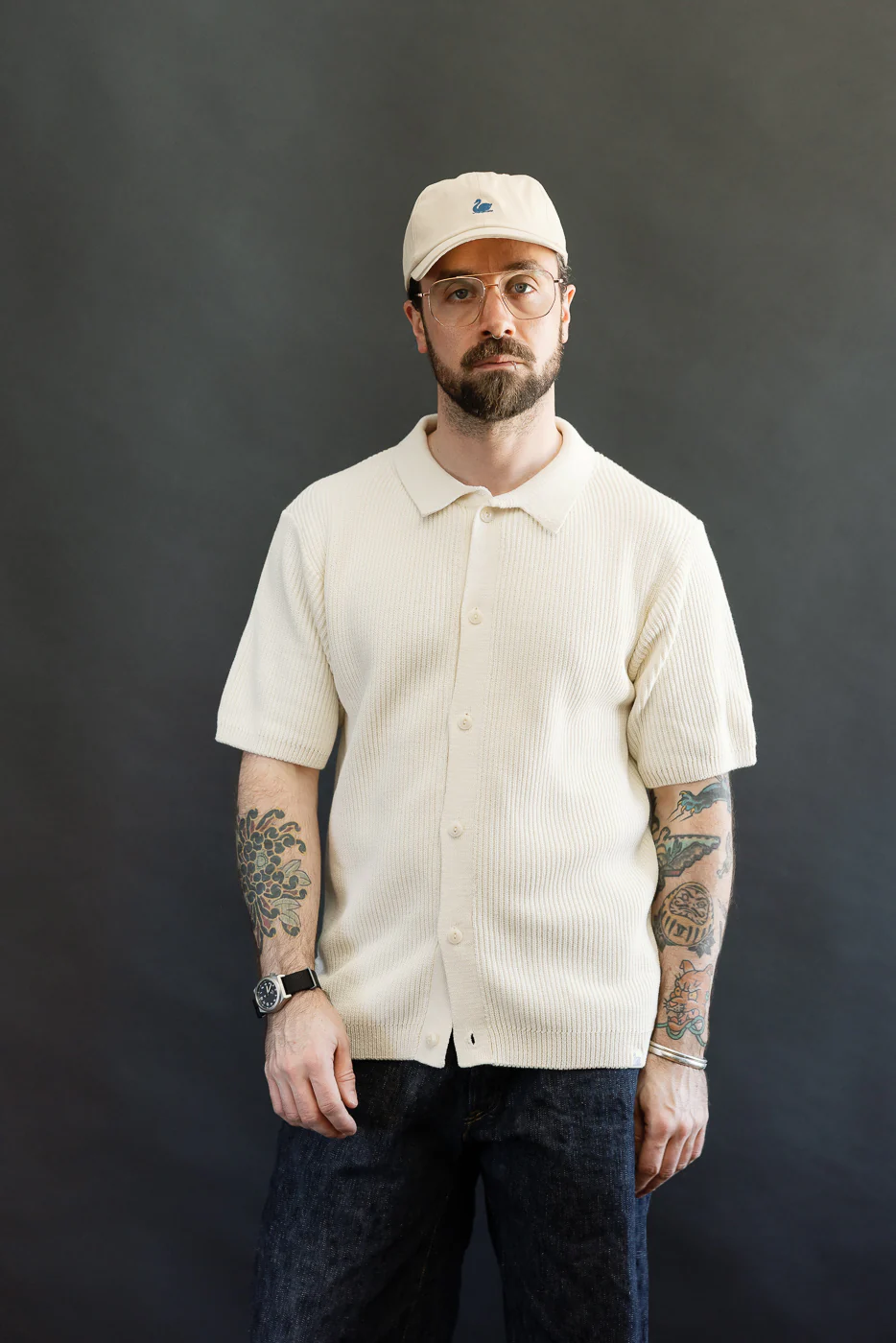 KNITSHIRT03.02 - Ribbed Cotton Knit Short Sleeve Shirt - Nature - Image 16