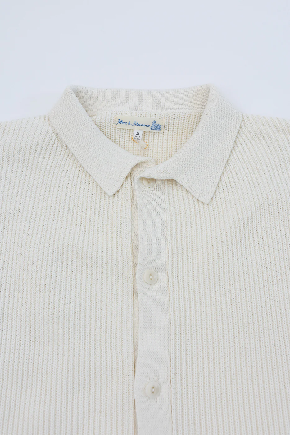 KNITSHIRT03.02 - Ribbed Cotton Knit Short Sleeve Shirt - Nature - Image 2