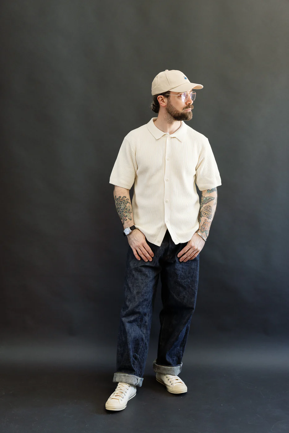 KNITSHIRT03.02 - Ribbed Cotton Knit Short Sleeve Shirt - Nature - Image 7