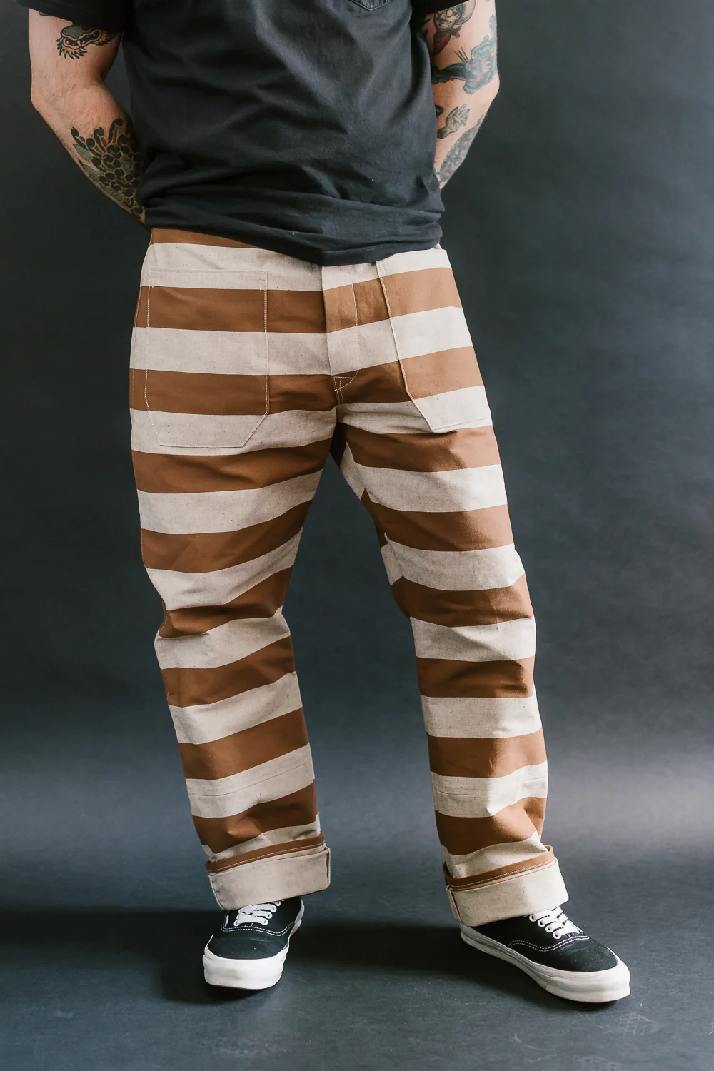 Lot 1230 - Striped Prisoner Pants - Brown - Image 10