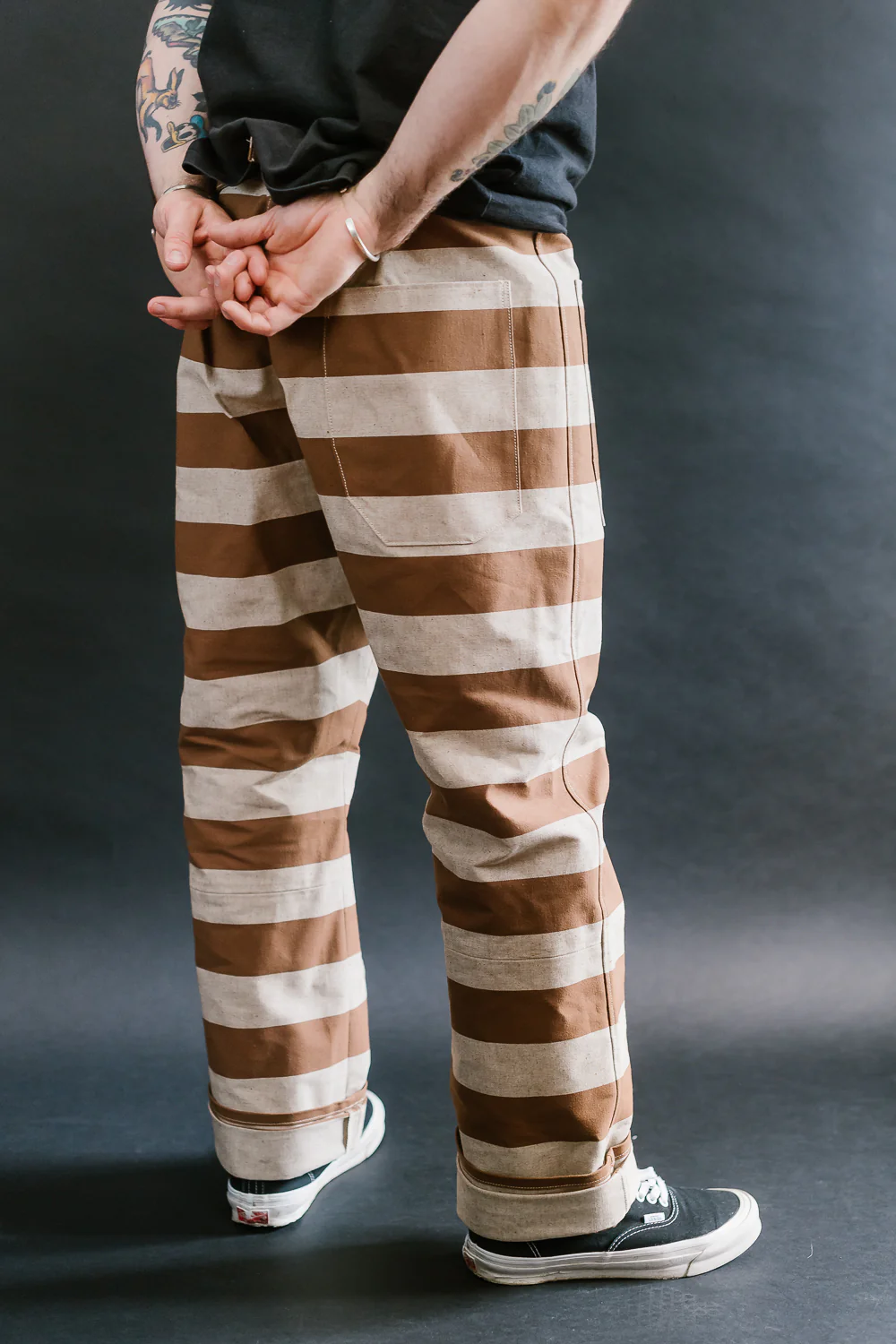 Lot 1230 - Striped Prisoner Pants - Brown - Image 12
