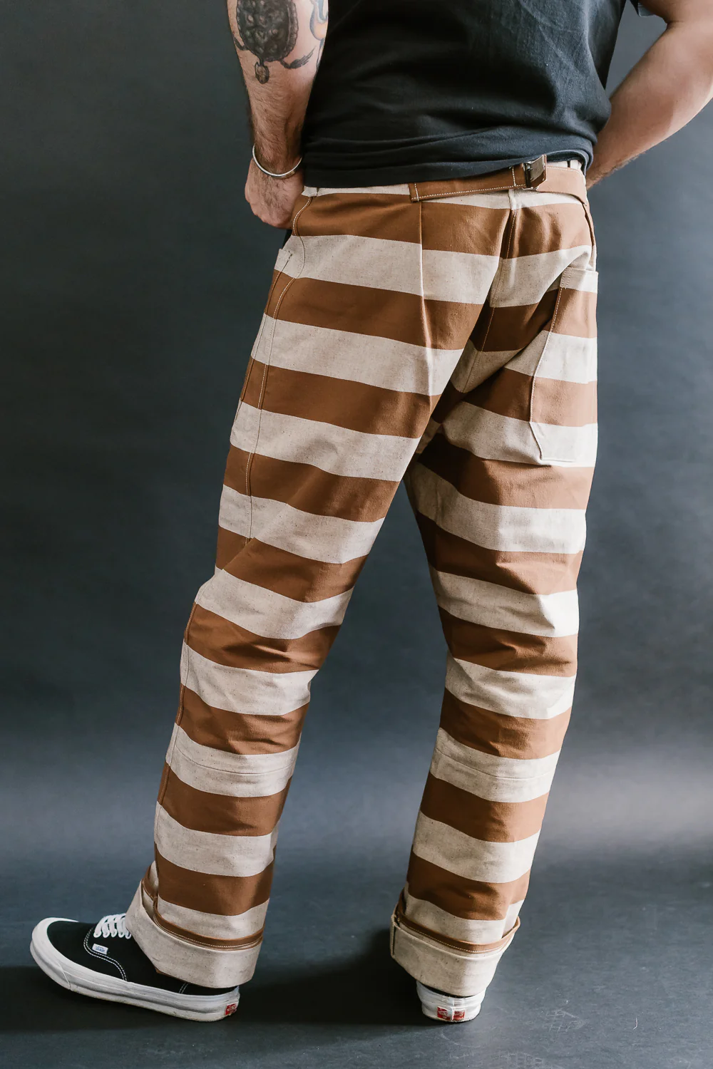 Lot 1230 - Striped Prisoner Pants - Brown - Image 13