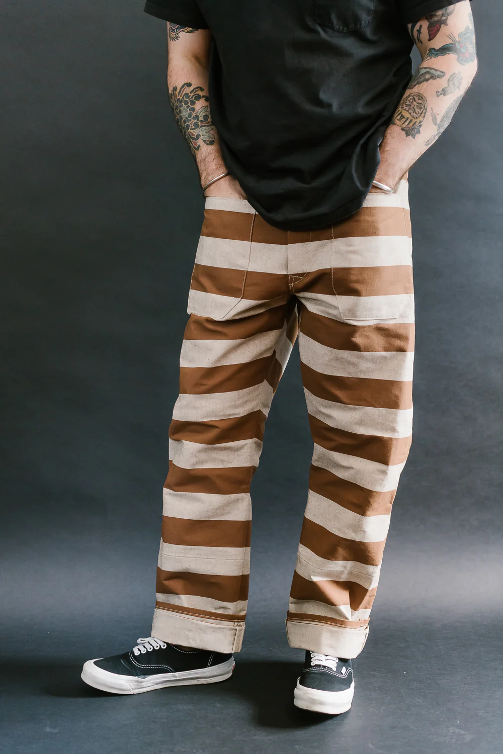 Lot 1230 - Striped Prisoner Pants - Brown - Image 15