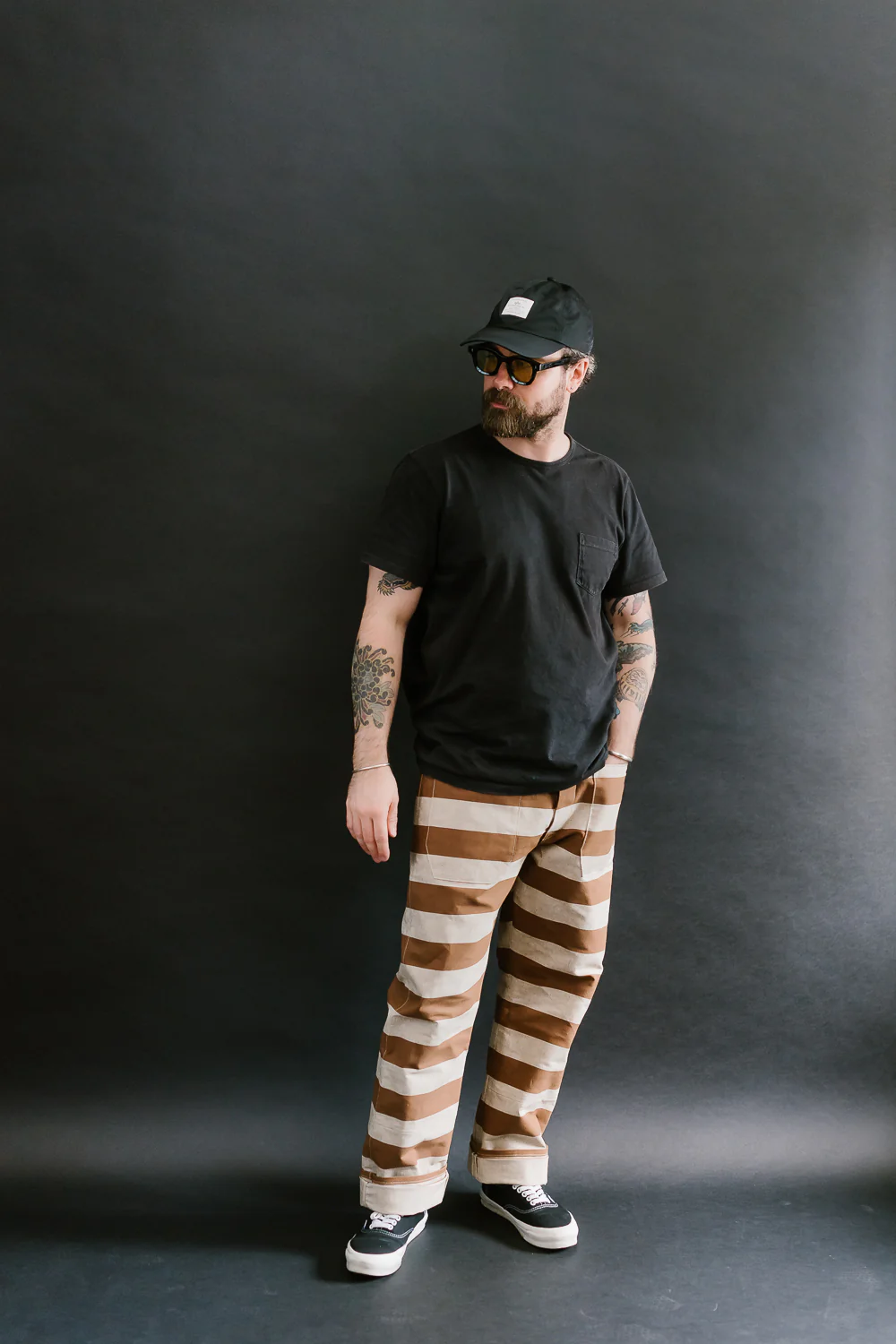 Lot 1230 - Striped Prisoner Pants - Brown - Image 8