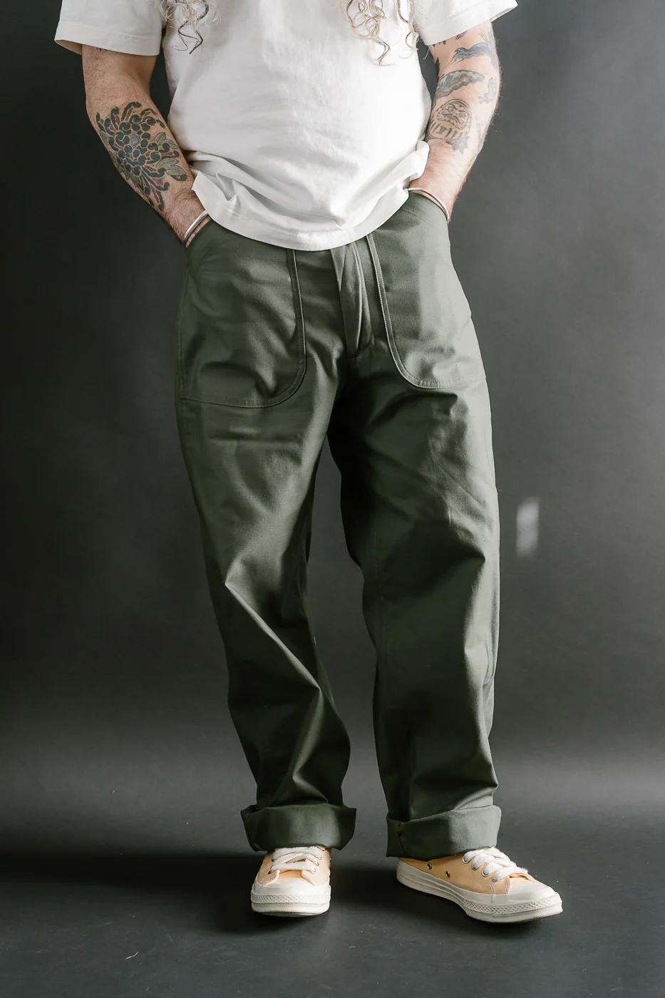 Lot 225 - Back Satin Baker Pants - OD Green - Image 15