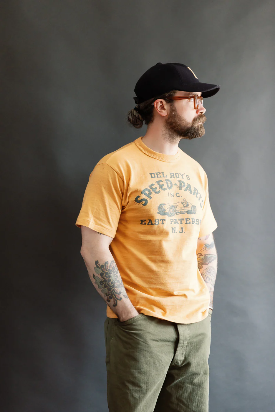 Lot 4601 - Slubby Cotton T-Shirt "Speed Parts" - Orange - Image 13