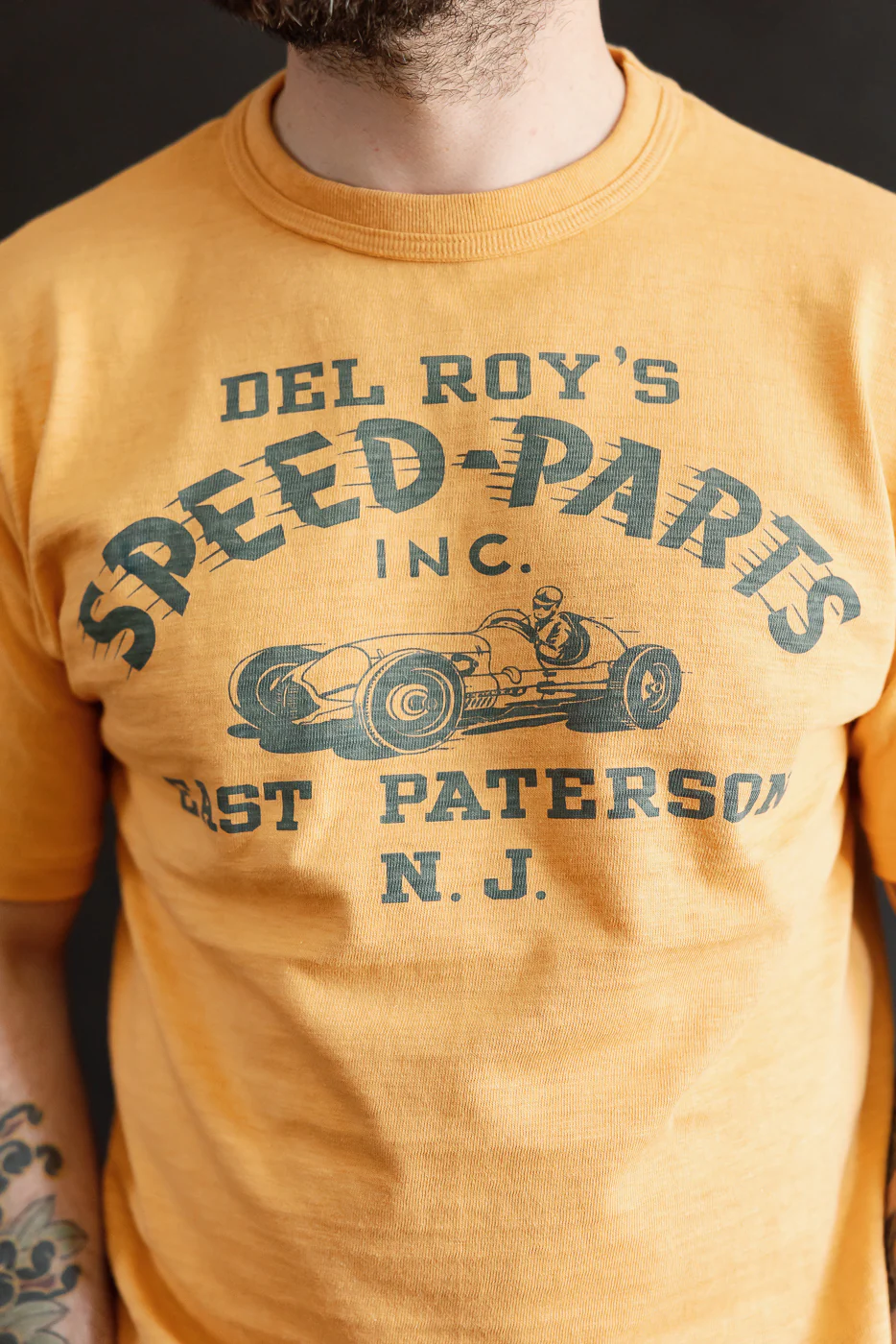 Lot 4601 - Slubby Cotton T-Shirt "Speed Parts" - Orange - Image 14