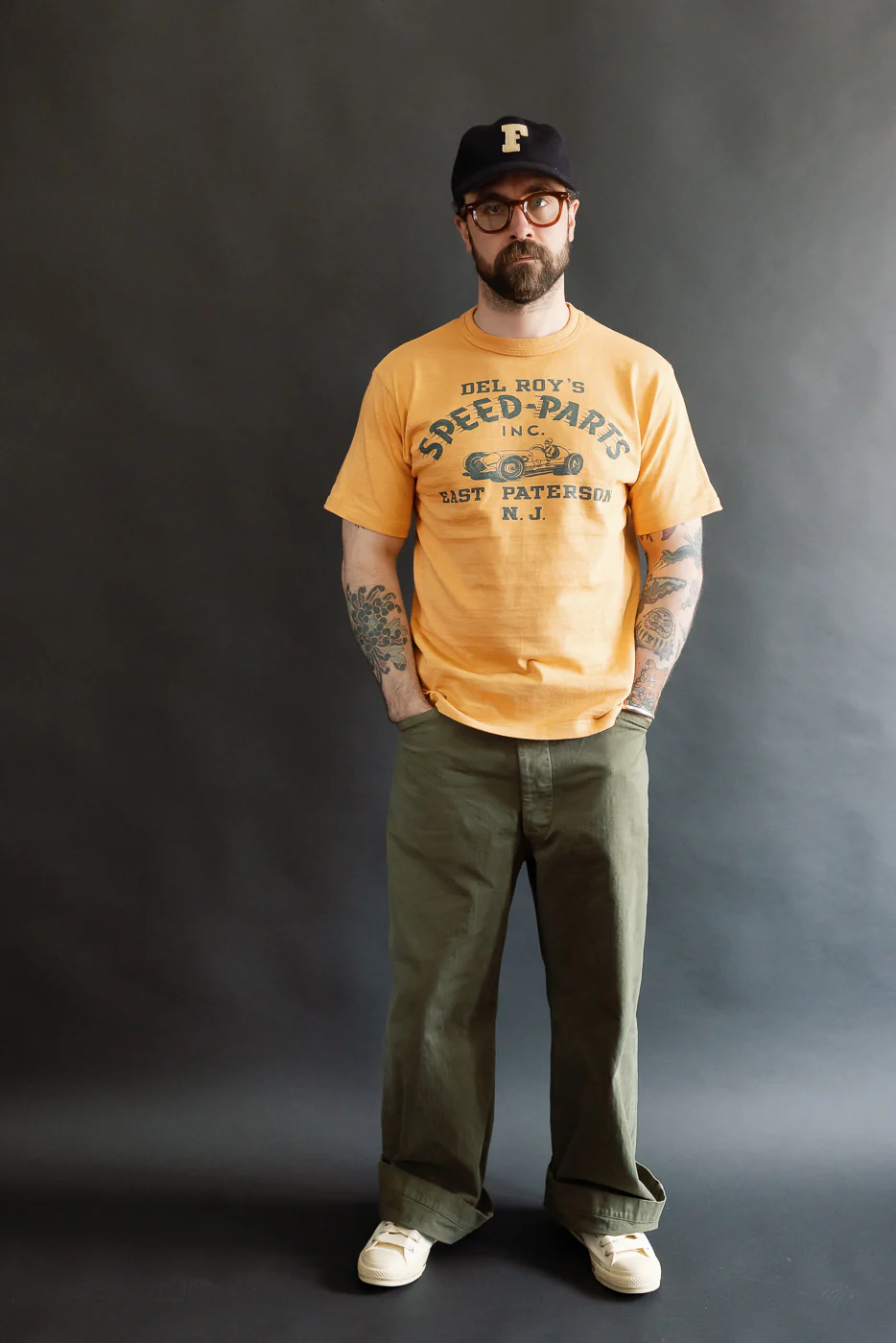 Lot 4601 - Slubby Cotton T-Shirt "Speed Parts" - Orange - Image 5