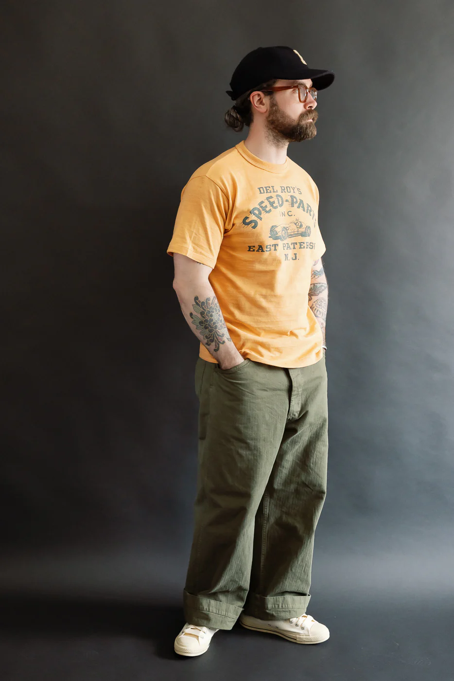 Lot 4601 - Slubby Cotton T-Shirt "Speed Parts" - Orange - Image 6