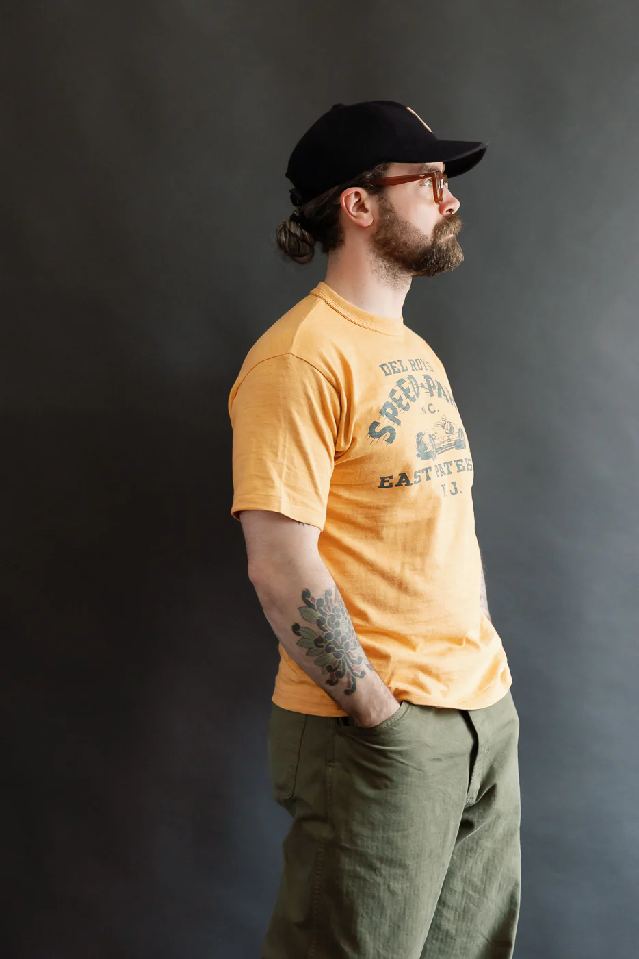 Lot 4601 - Slubby Cotton T-Shirt "Speed Parts" - Orange - Image 9