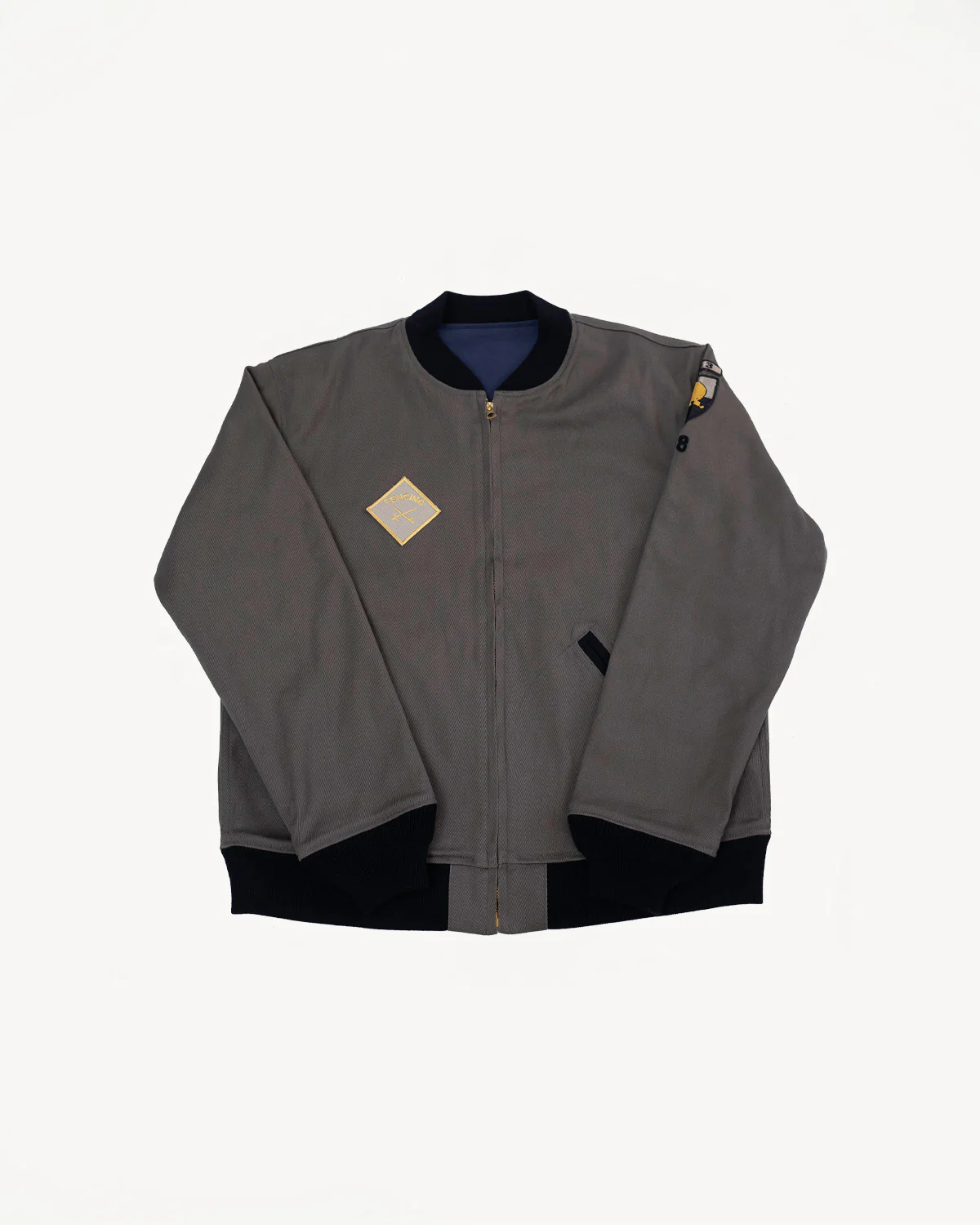 Lot JG-24 - Reversible Cadet's Varsity Jacket w/Patches - Grey, Blue
