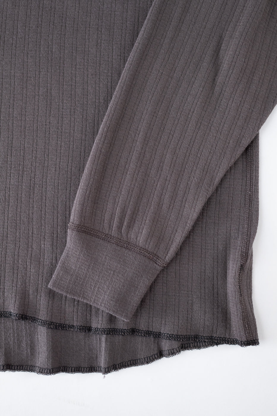 LRH1038 - Smooth Drop Needle Rib Knit Henley - Classic Black - Image 3