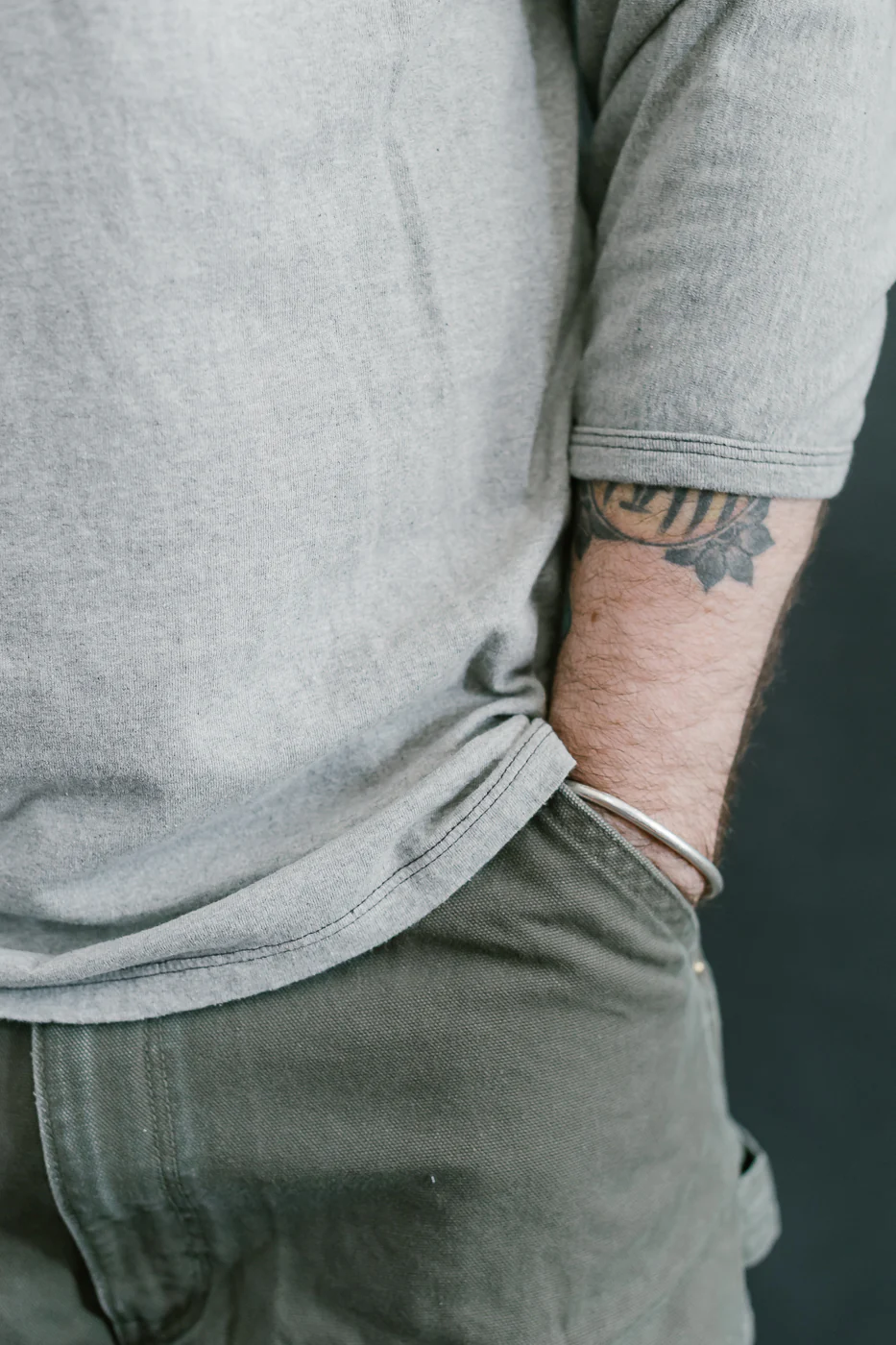 LRC1117 - Supima Cotton 3/4 Sleeve Crew - Vintage Grey - Image 17