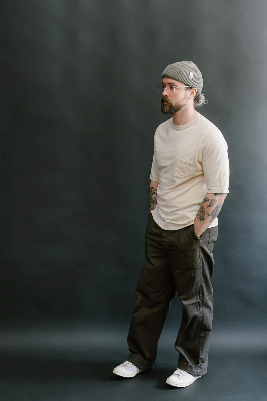 LRC1120 - Supima Cotton Freedom Sleeve Pocket Crew - Old Ivory - Image 8