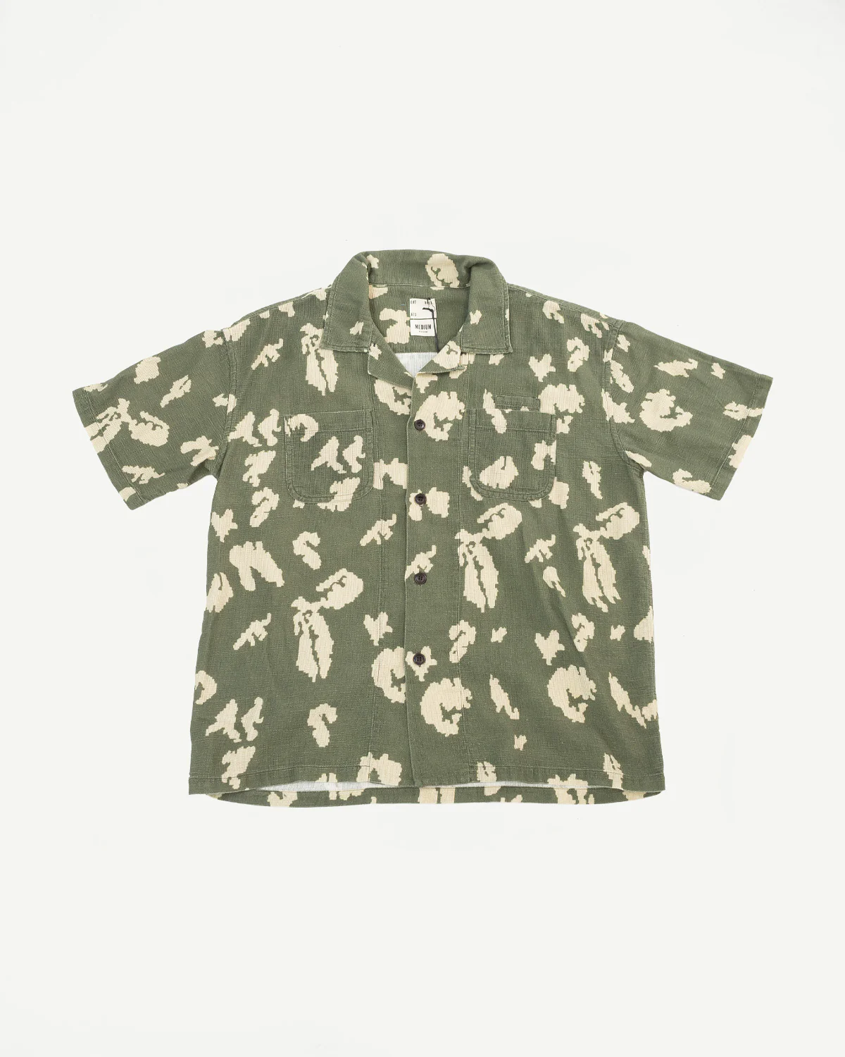 M-I-001 - Cloud Camo Mesh Aloha Shirt - Mint, Off White