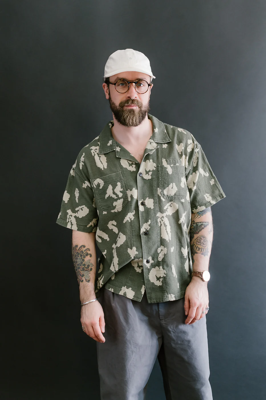 M-I-001 - Cloud Camo Mesh Aloha Shirt - Mint, Off White - Image 10