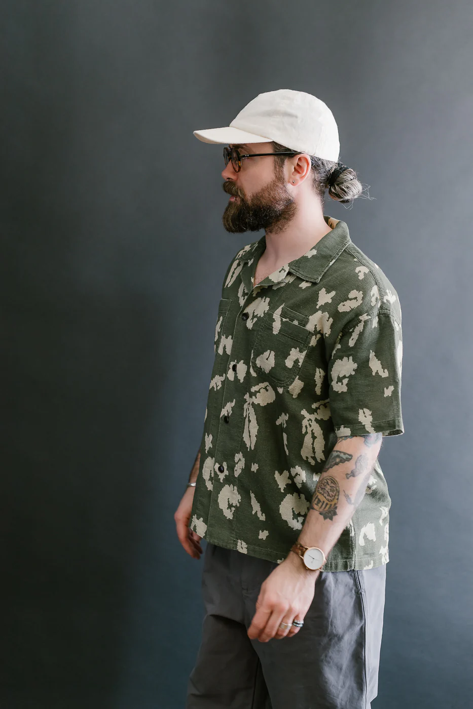 M-I-001 - Cloud Camo Mesh Aloha Shirt - Mint, Off White - Image 14