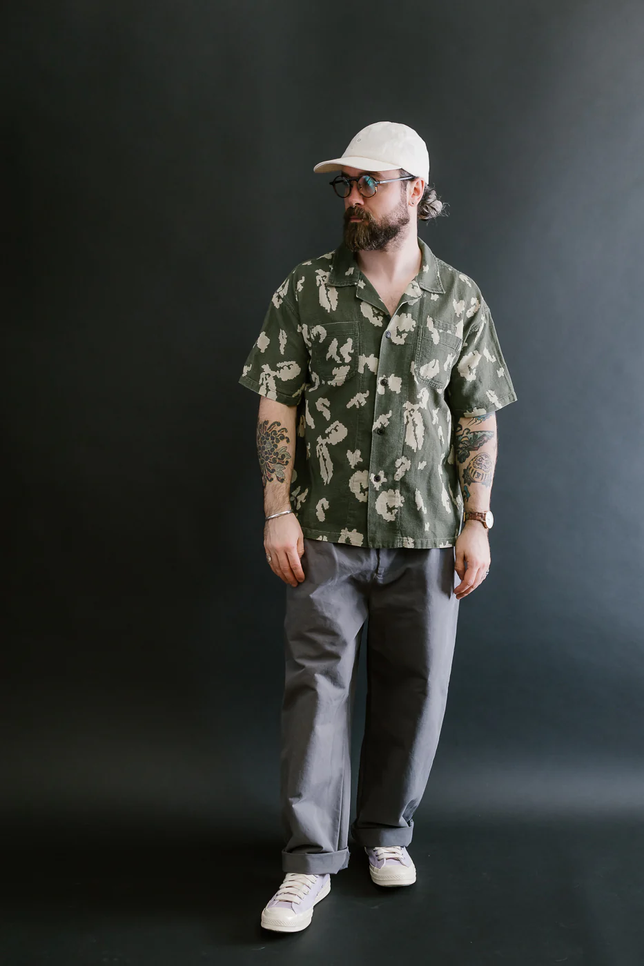 M-I-001 - Cloud Camo Mesh Aloha Shirt - Mint, Off White - Image 6