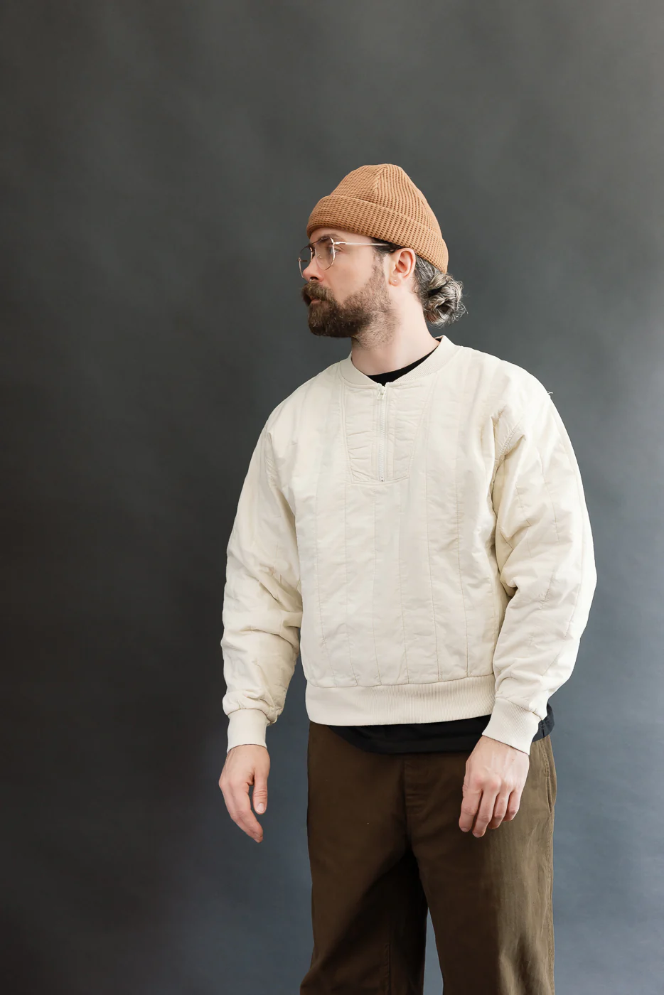 M-J-002 - Oslo Sweater Quilted Cotton - Ecru - Image 13