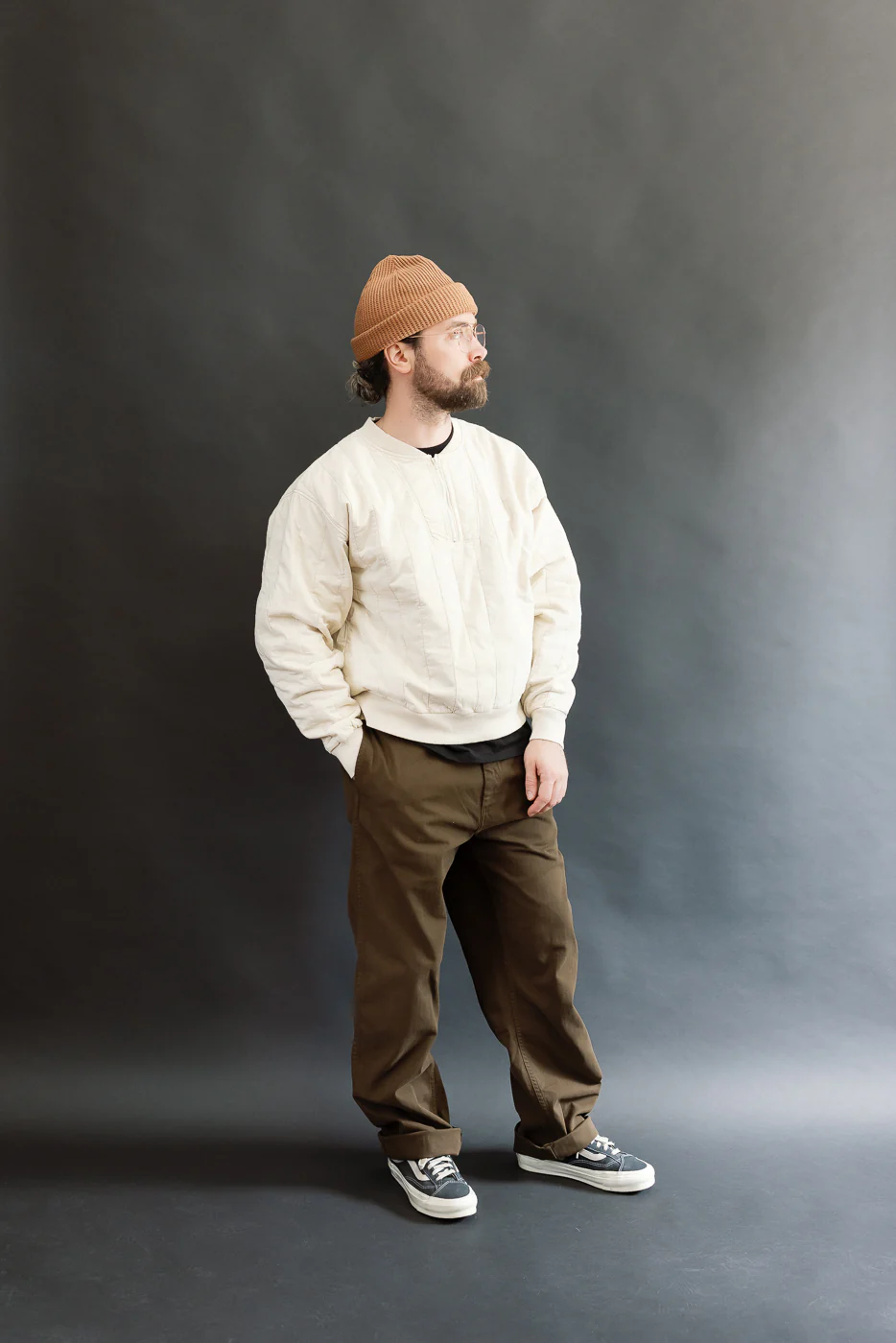 M-J-002 - Oslo Sweater Quilted Cotton - Ecru - Image 5