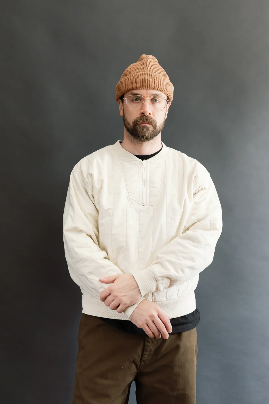 M-J-002 - Oslo Sweater Quilted Cotton - Ecru - Image 8