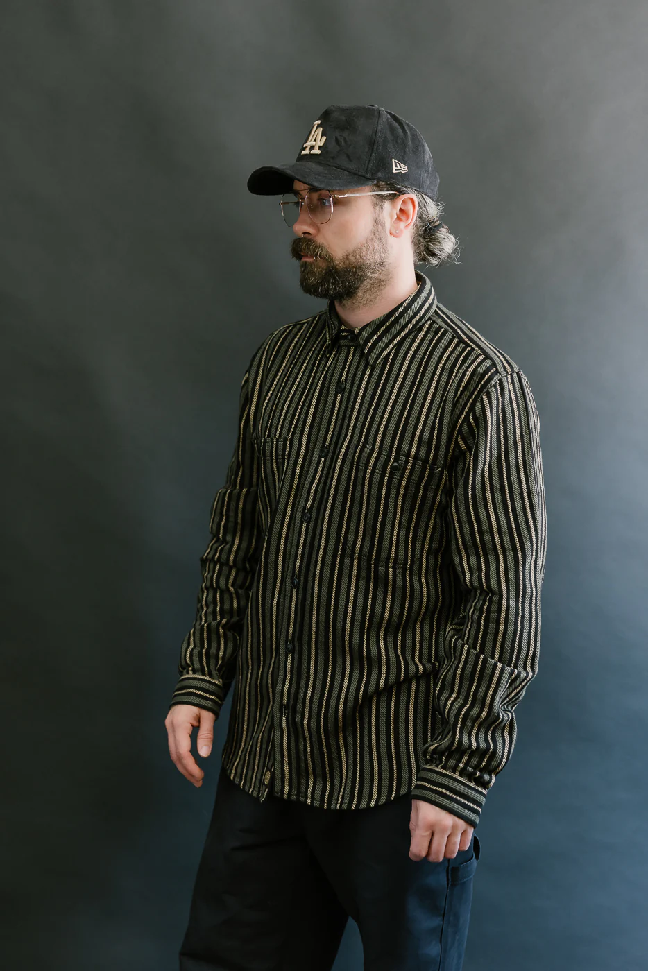 McAllen Shirt Drunken Stripe Twill - Black, Beige, Grey - Image 10