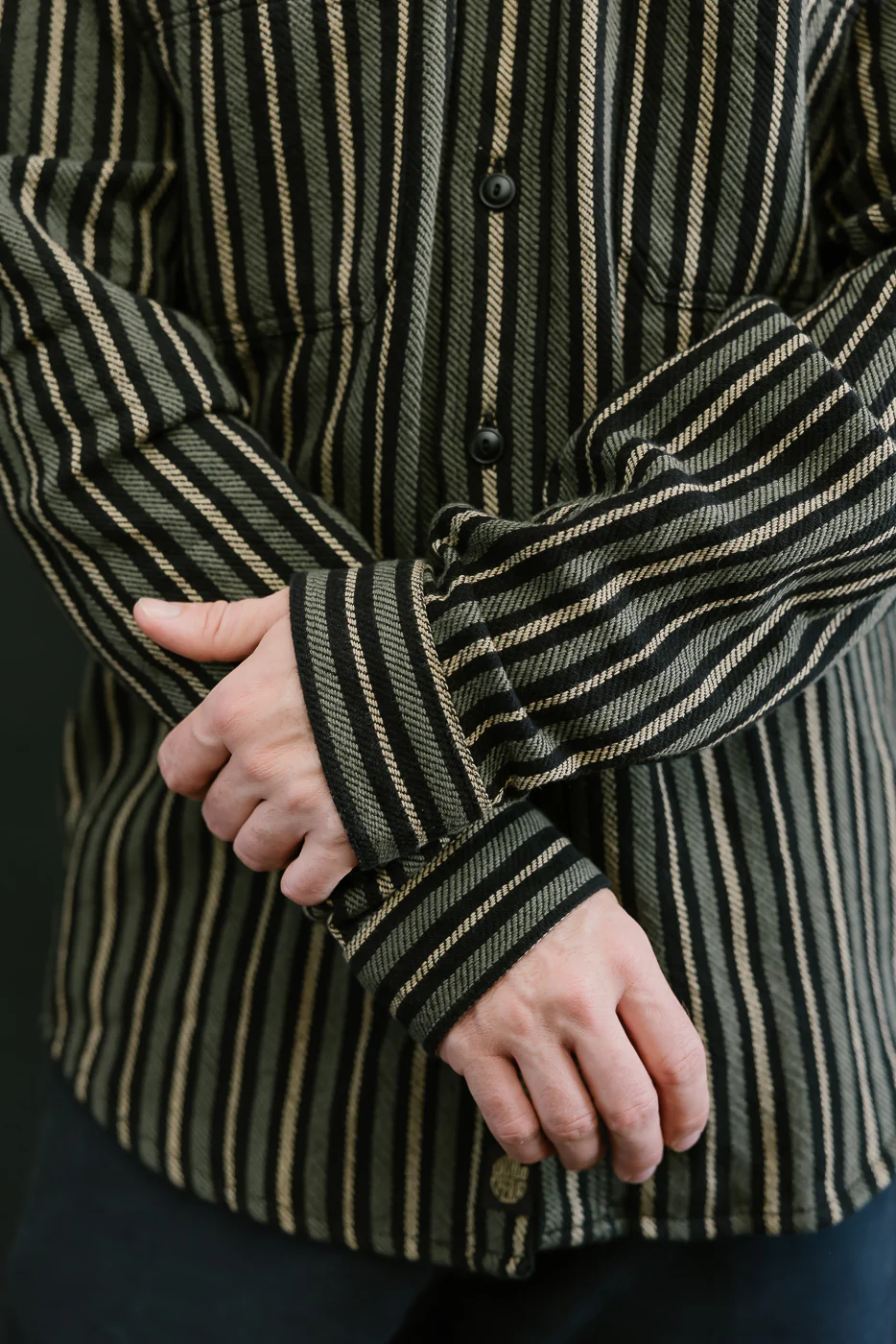 McAllen Shirt Drunken Stripe Twill - Black, Beige, Grey - Image 16