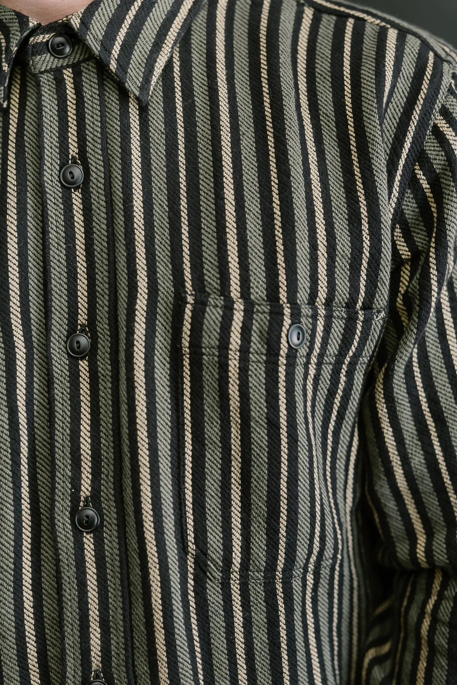 McAllen Shirt Drunken Stripe Twill - Black, Beige, Grey - Image 17