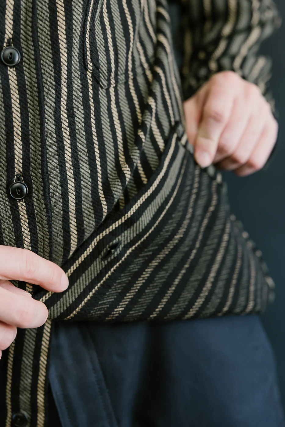 McAllen Shirt Drunken Stripe Twill - Black, Beige, Grey - Image 22