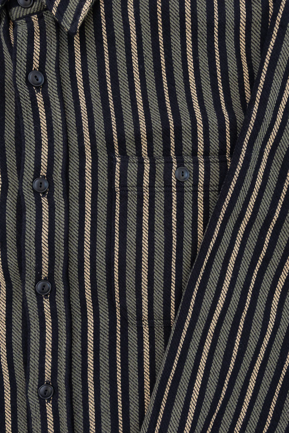 McAllen Shirt Drunken Stripe Twill - Black, Beige, Grey - Image 3