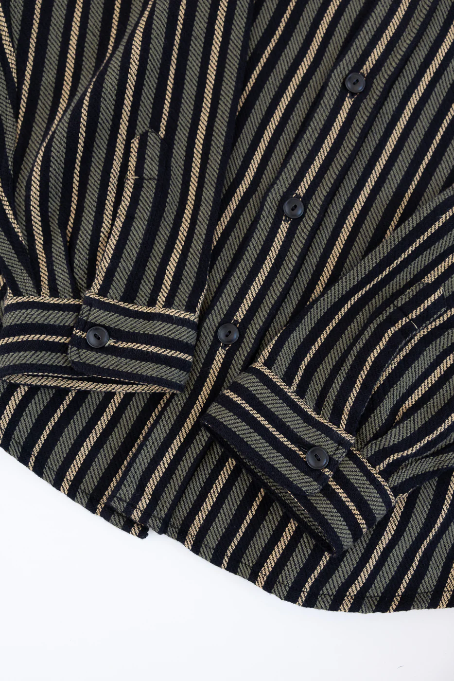 McAllen Shirt Drunken Stripe Twill - Black, Beige, Grey - Image 4