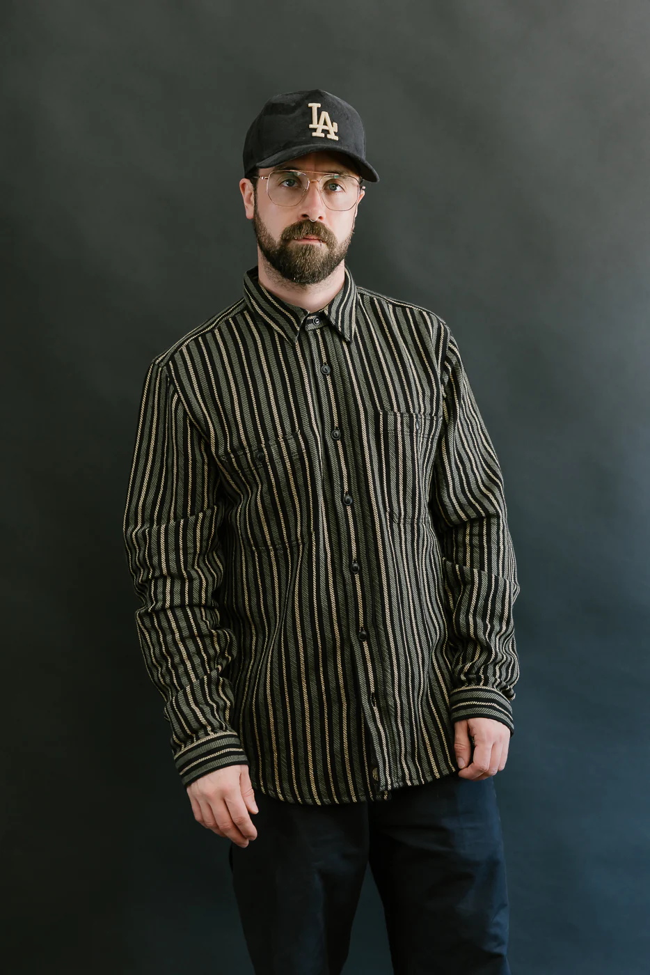 McAllen Shirt Drunken Stripe Twill - Black, Beige, Grey - Image 9