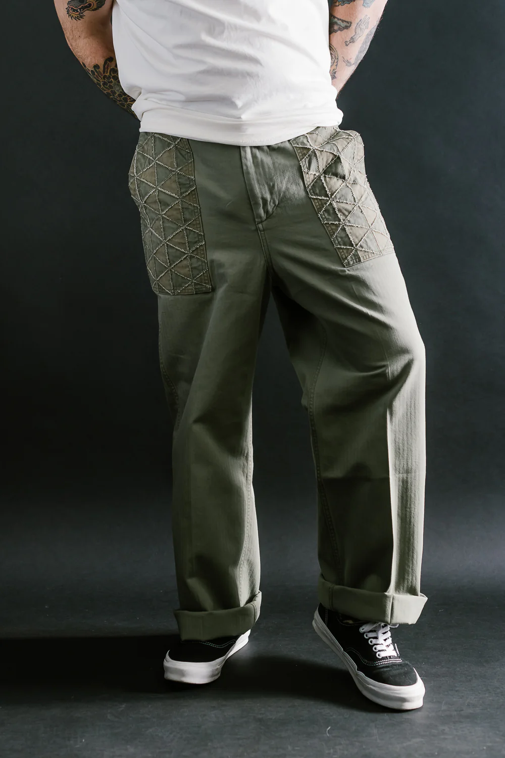 MSP-1014 - Tsugihagi Baker Pants - Army Green - Image 11