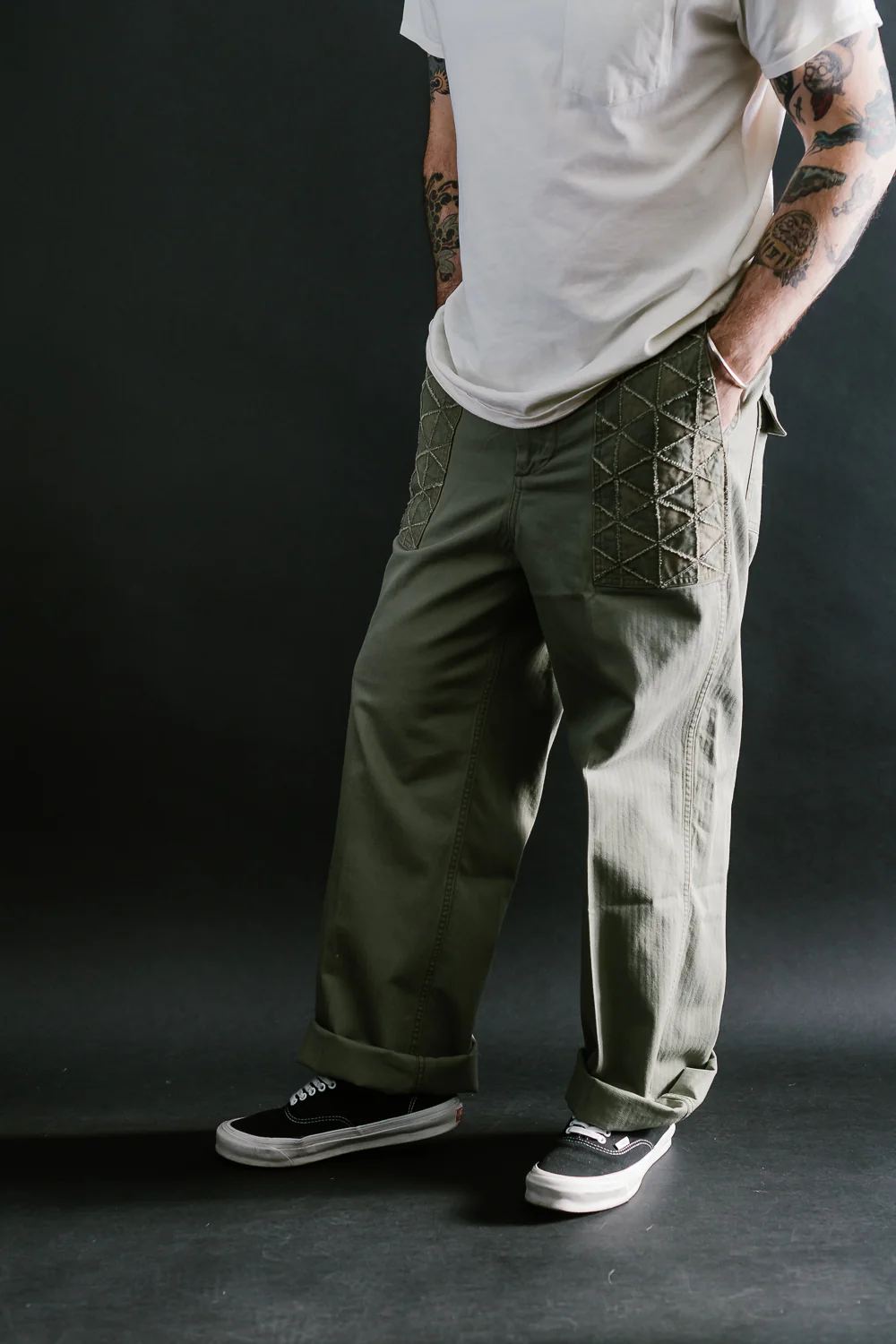 MSP-1014 - Tsugihagi Baker Pants - Army Green - Image 12