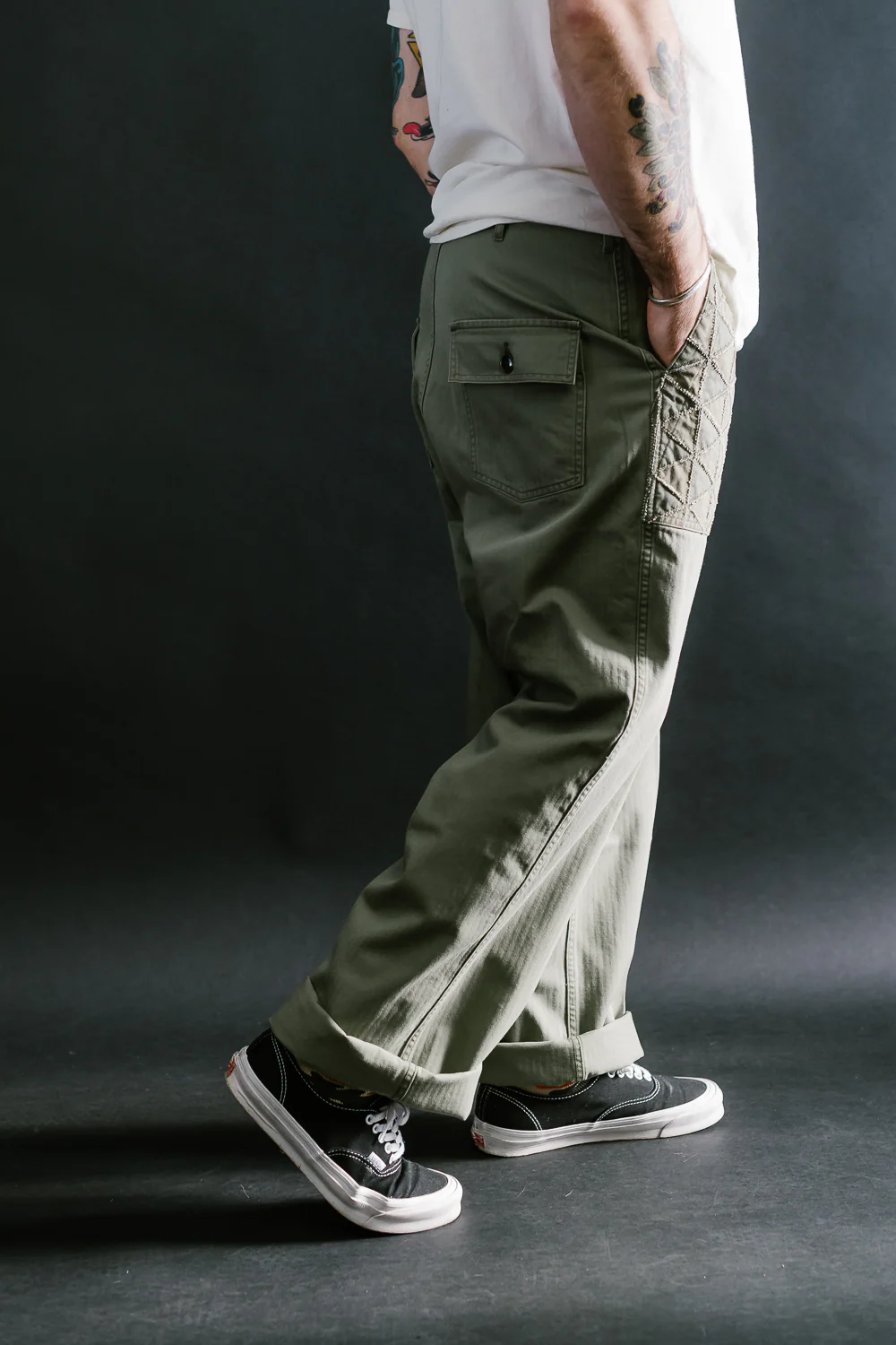 MSP-1014 - Tsugihagi Baker Pants - Army Green - Image 15