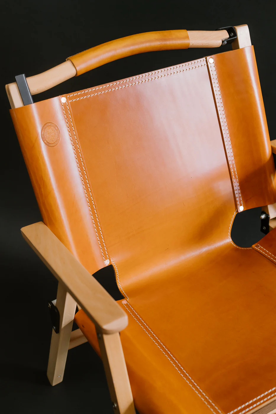 OGL-OD-WD-CHAIR-V2 - 'Only Good Life' Kermit Outdoor Folding Camp Chair - Tan Leather - Image 12