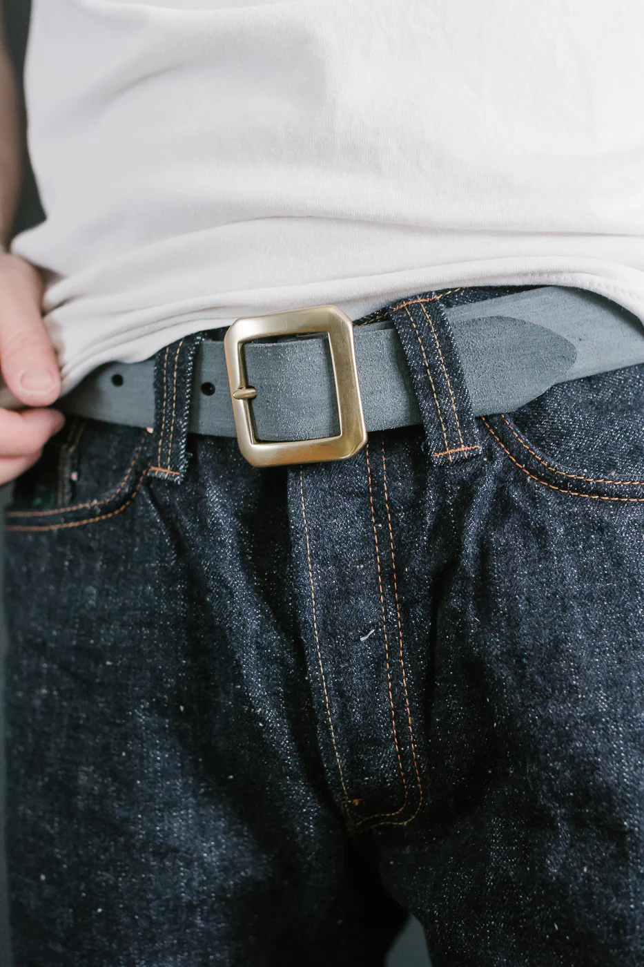 OGL Single Prong Garrison Buckle Leather Belt - Rough Out Black - Image 6