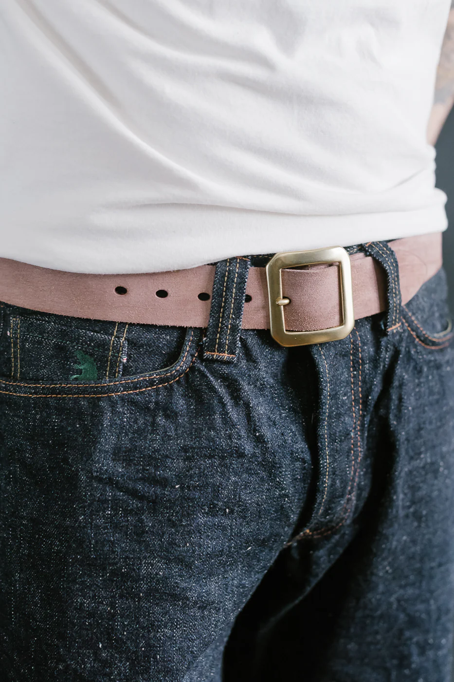OGL Single Prong Garrison Buckle Leather Belt - Rough Out Brown - Image 5