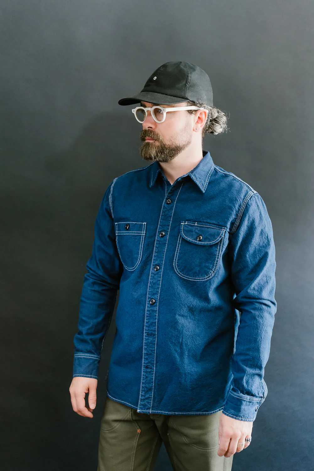 10oz Overdyed Work Shirt - Blue - Image 15