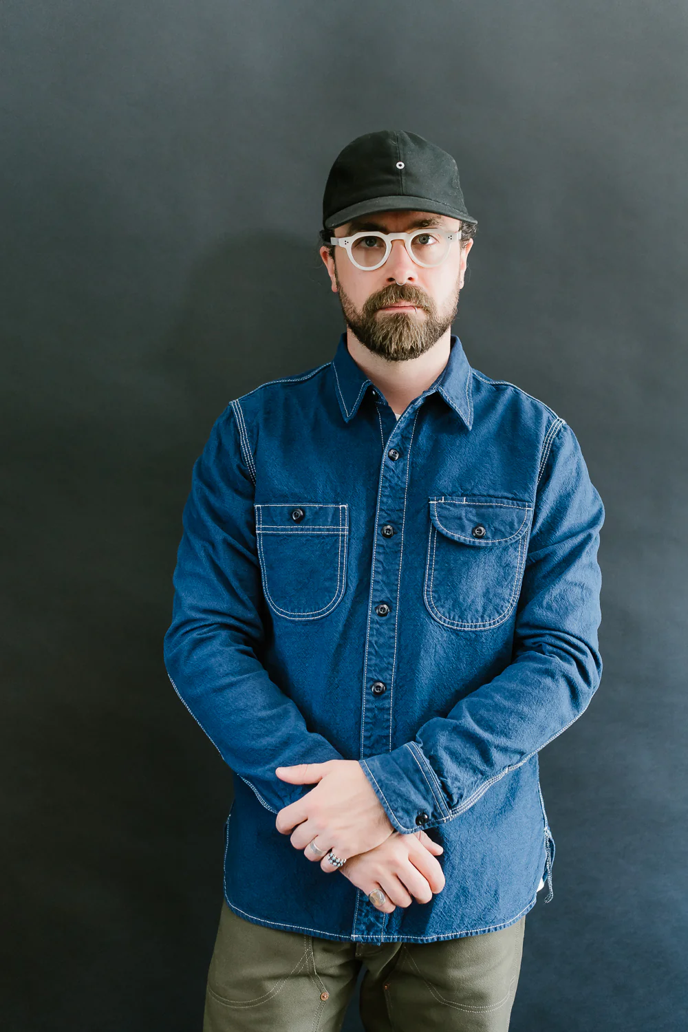 10oz Overdyed Work Shirt - Blue - Image 16