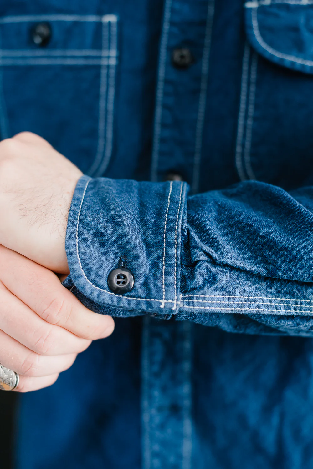 10oz Overdyed Work Shirt - Blue - Image 19