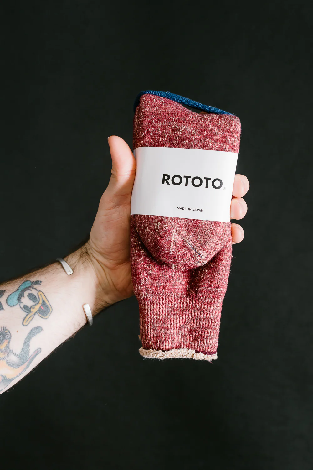 R1001-BR - Double Face Crew Socks Merino Wool OG - Dark Red, Brown - Image 2