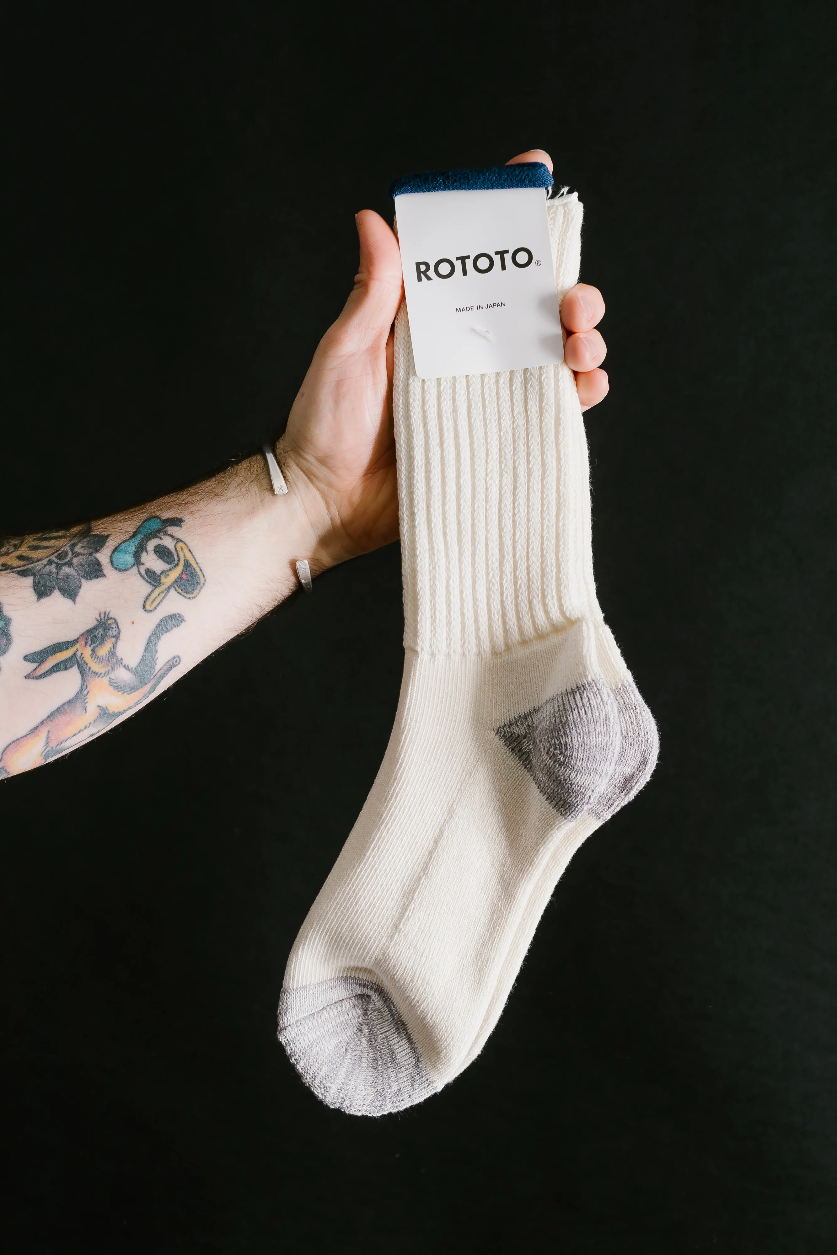 R1255 - Coarse Ribbed Old School Crew Socks - Ecru - Image 2