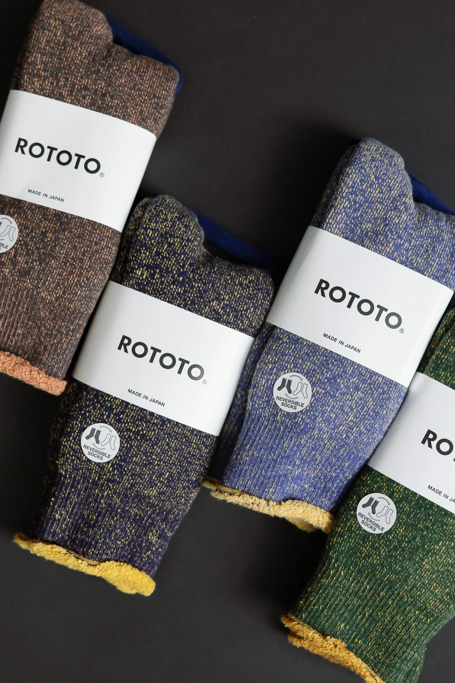 R1612 - Reversible Pile Socks - Faded Black, Light Orange - Image 6