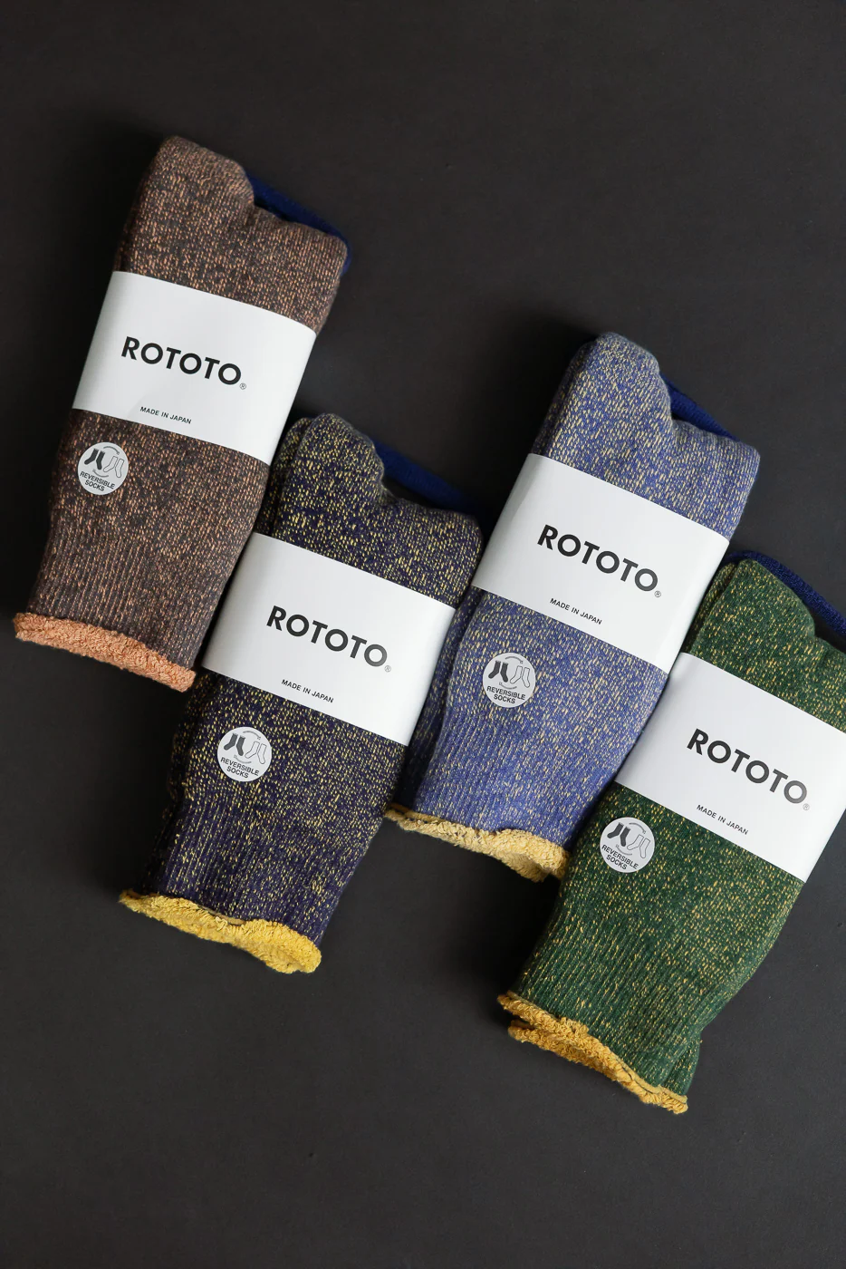 R1612 - Reversible Pile Socks - Ivy Green, Dark Yellow - Image 7