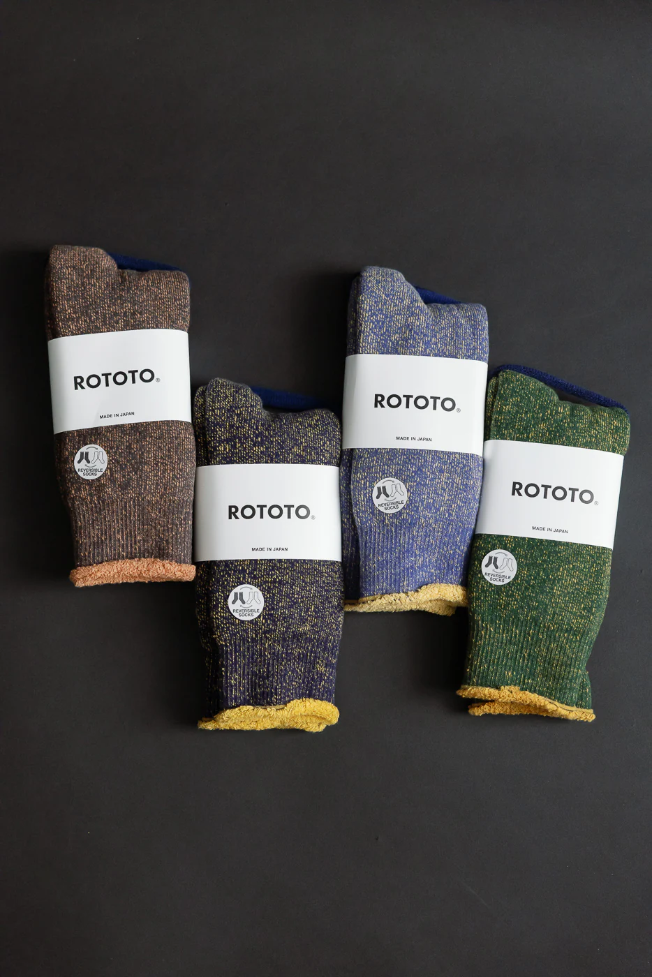 R1612 - Reversible Pile Socks - Navy, Yellow - Image 6